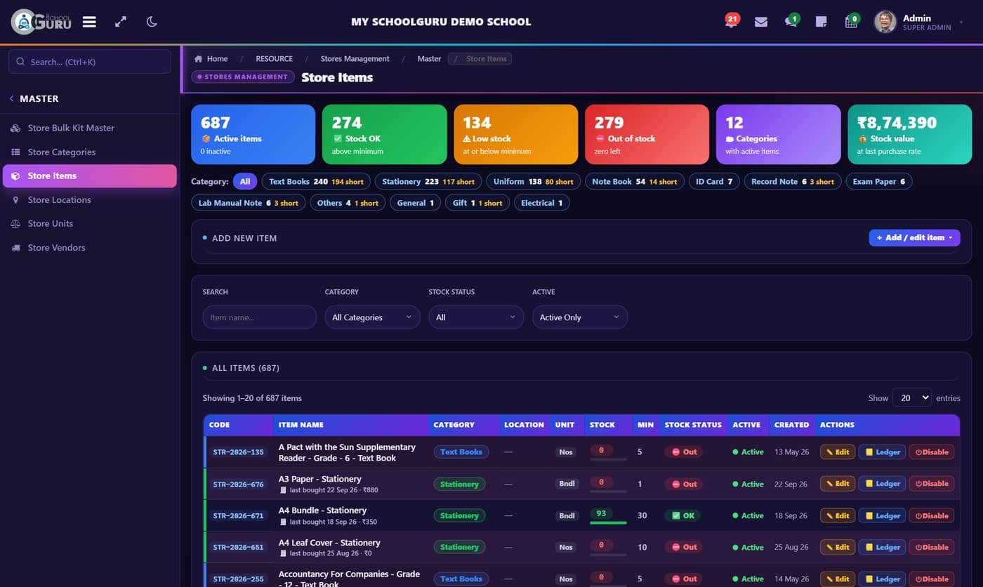 Stores screen