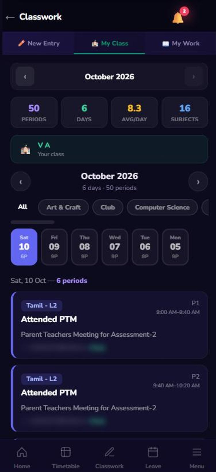 My class log